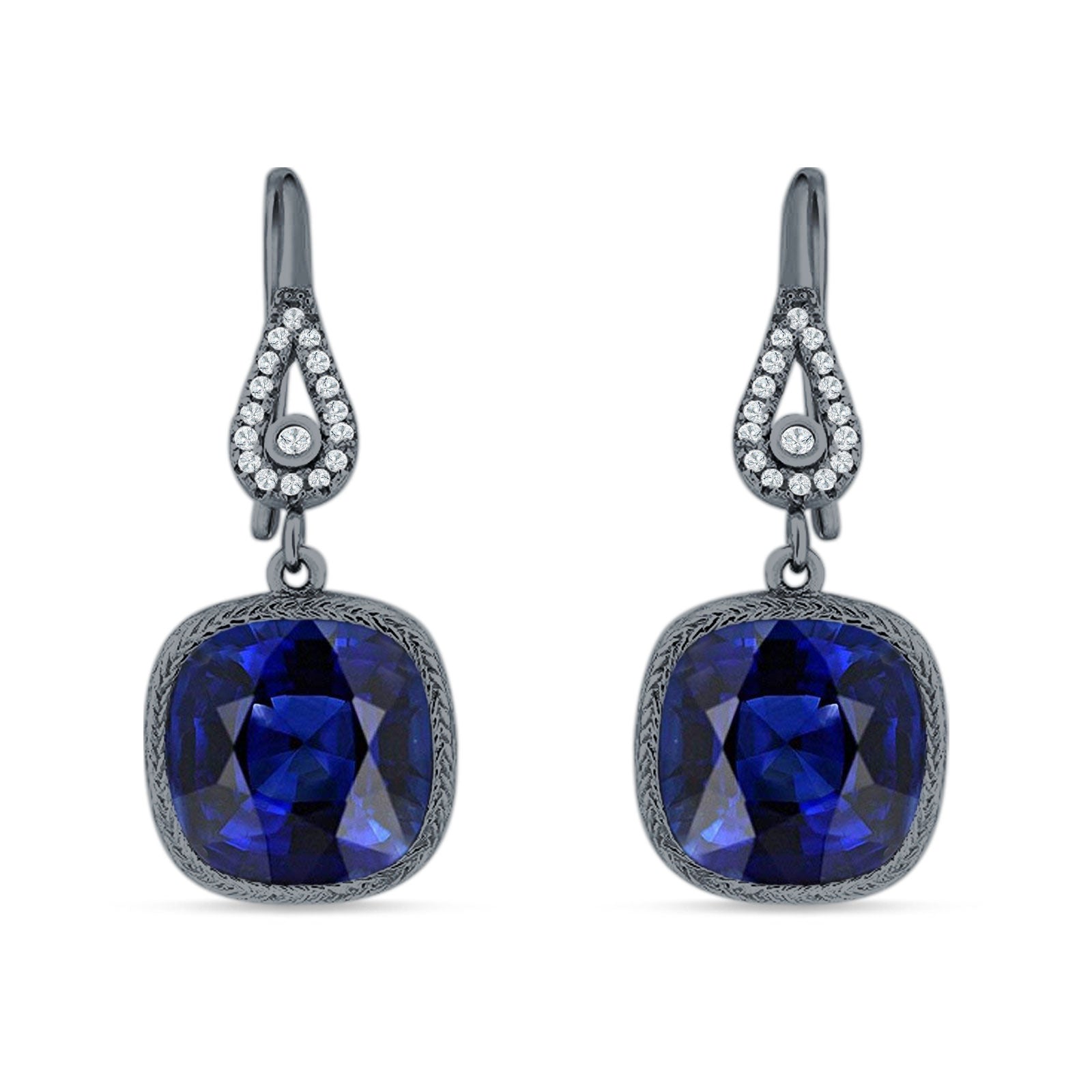 Cushion Drop Dangle Pear Fishhook Earring Cubic Zirconia 925 Sterling Silver