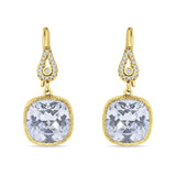 Cushion Drop Dangle Pear Fishhook Earring Cubic Zirconia 925 Sterling Silver