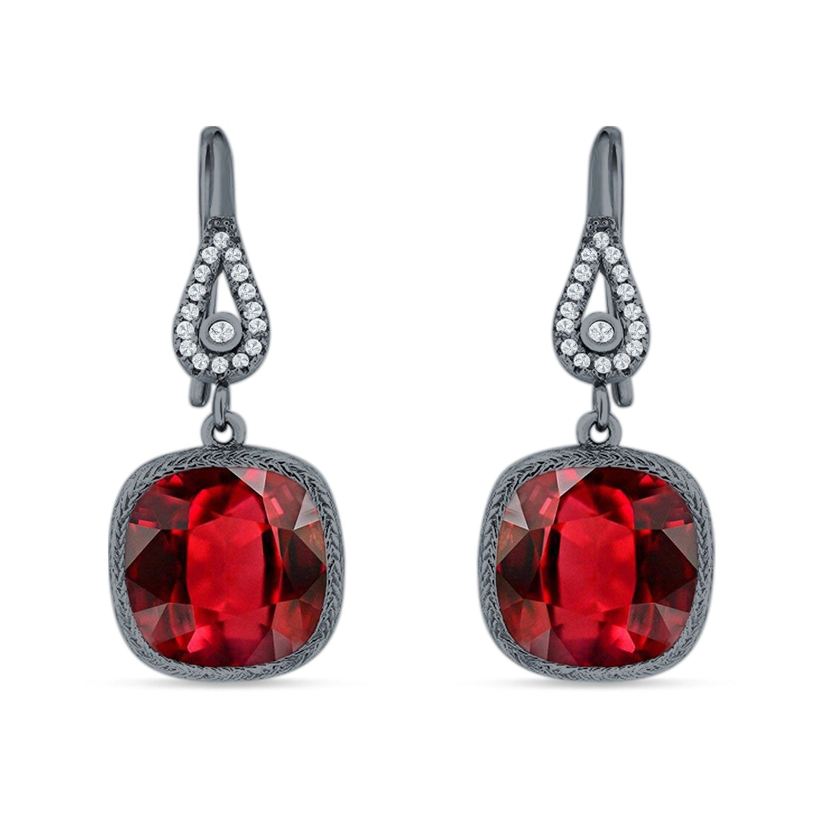 Cushion Drop Dangle Pear Fishhook Earring Cubic Zirconia 925 Sterling Silver