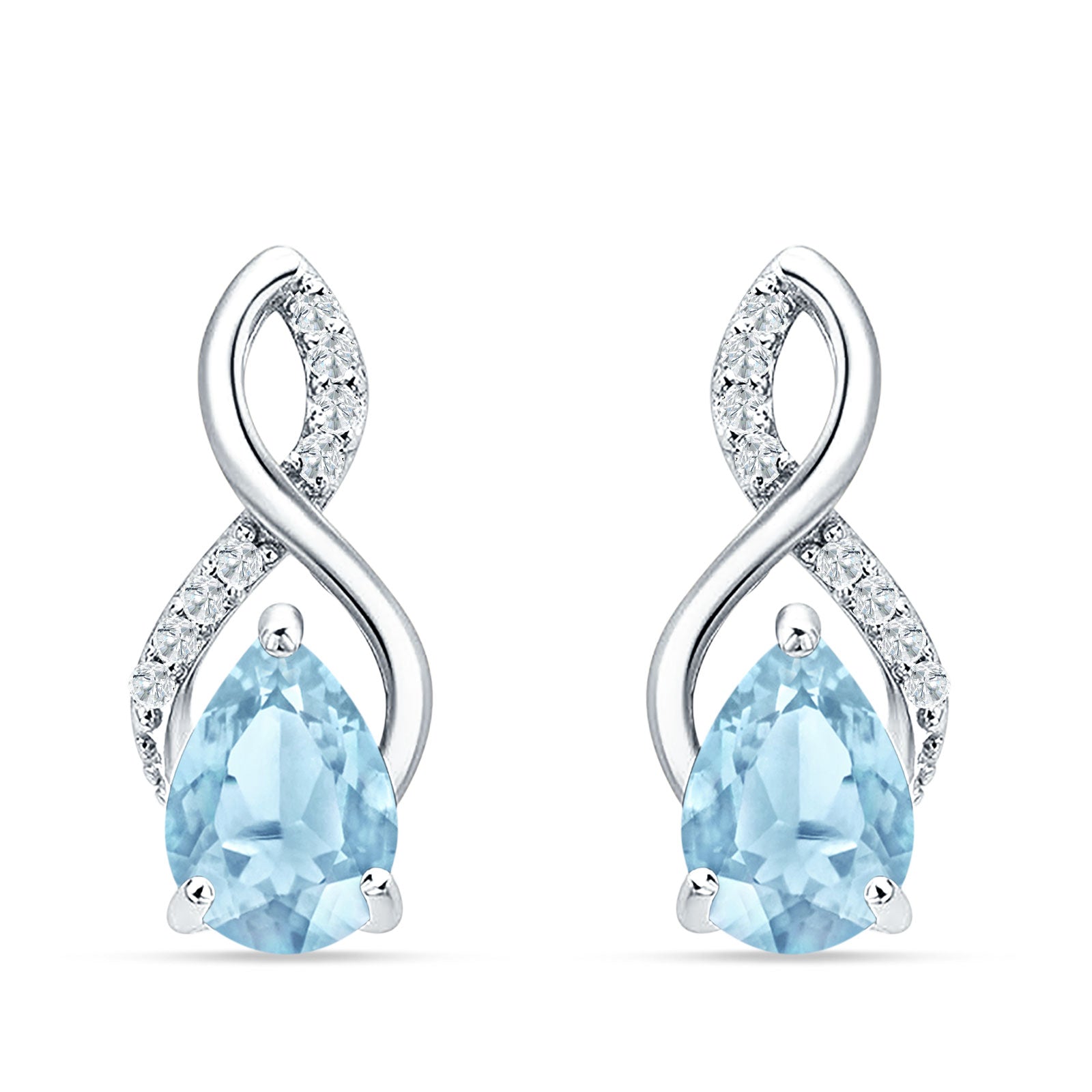 Pear Teardrop Infinity Stud Earring Cubic Zirconia 925 Sterling Silver