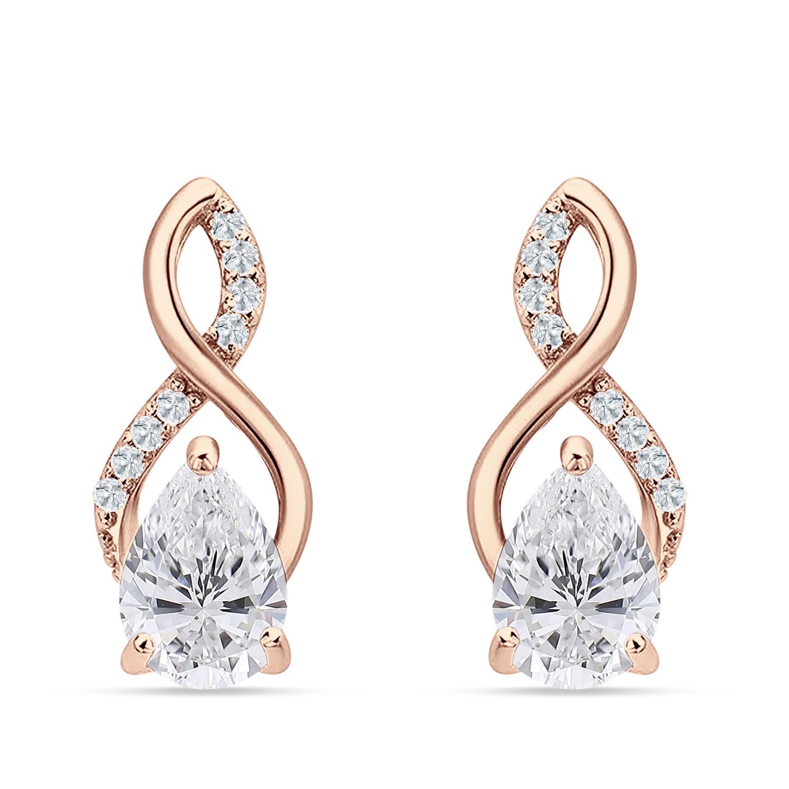 Pear Teardrop Infinity Stud Earring Cubic Zirconia 925 Sterling Silver