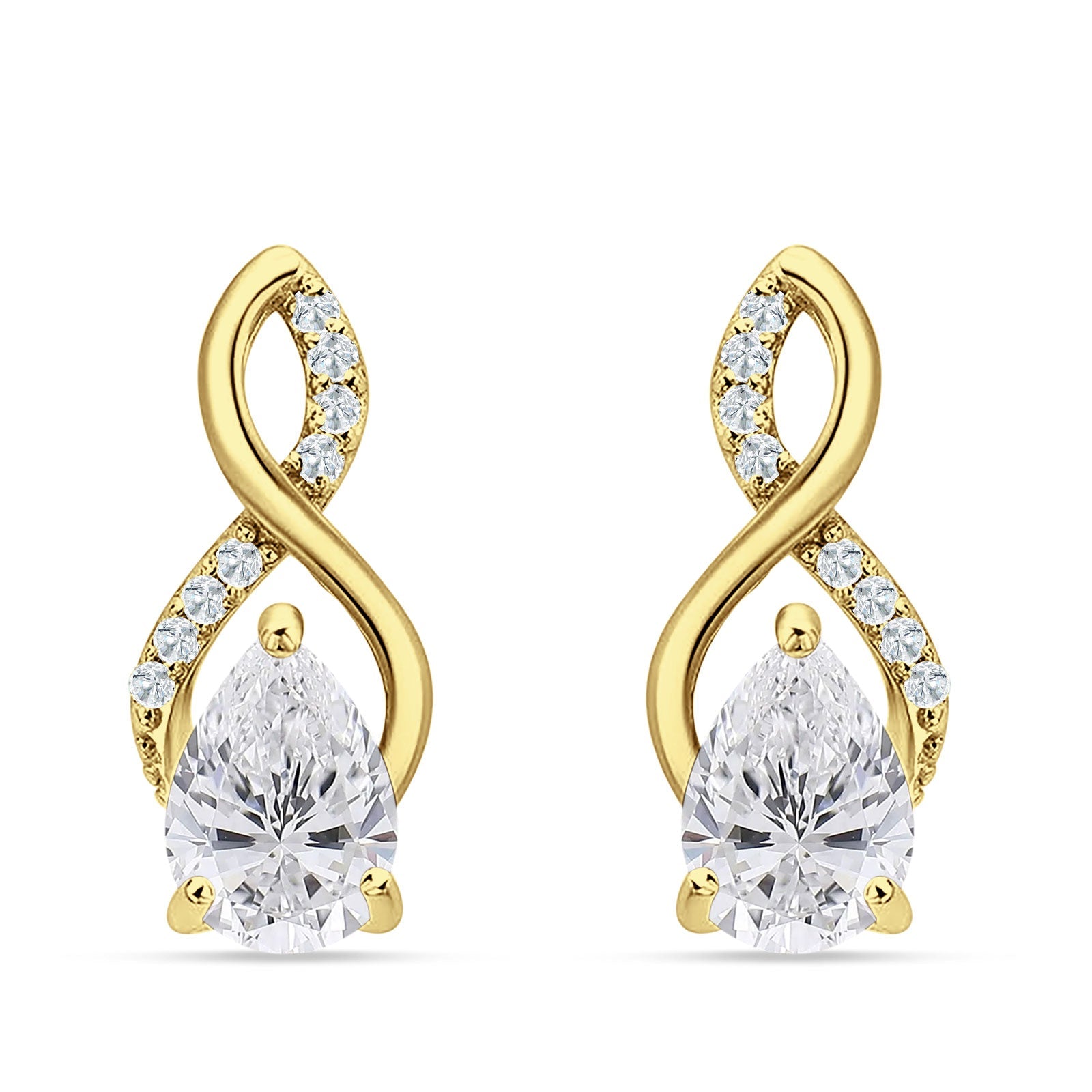 Pear Teardrop Infinity Stud Earring Cubic Zirconia 925 Sterling Silver
