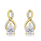 Pear Teardrop Infinity Stud Earring Cubic Zirconia 925 Sterling Silver