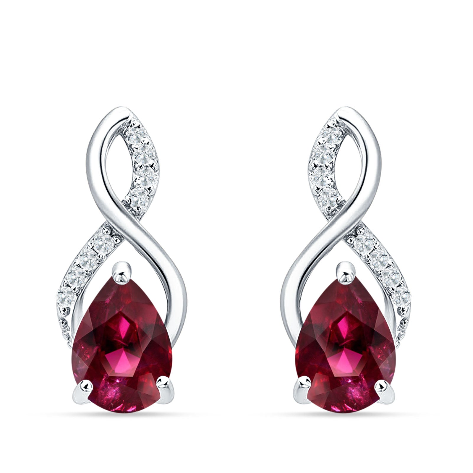 Pear Teardrop Infinity Stud Earring Cubic Zirconia 925 Sterling Silver