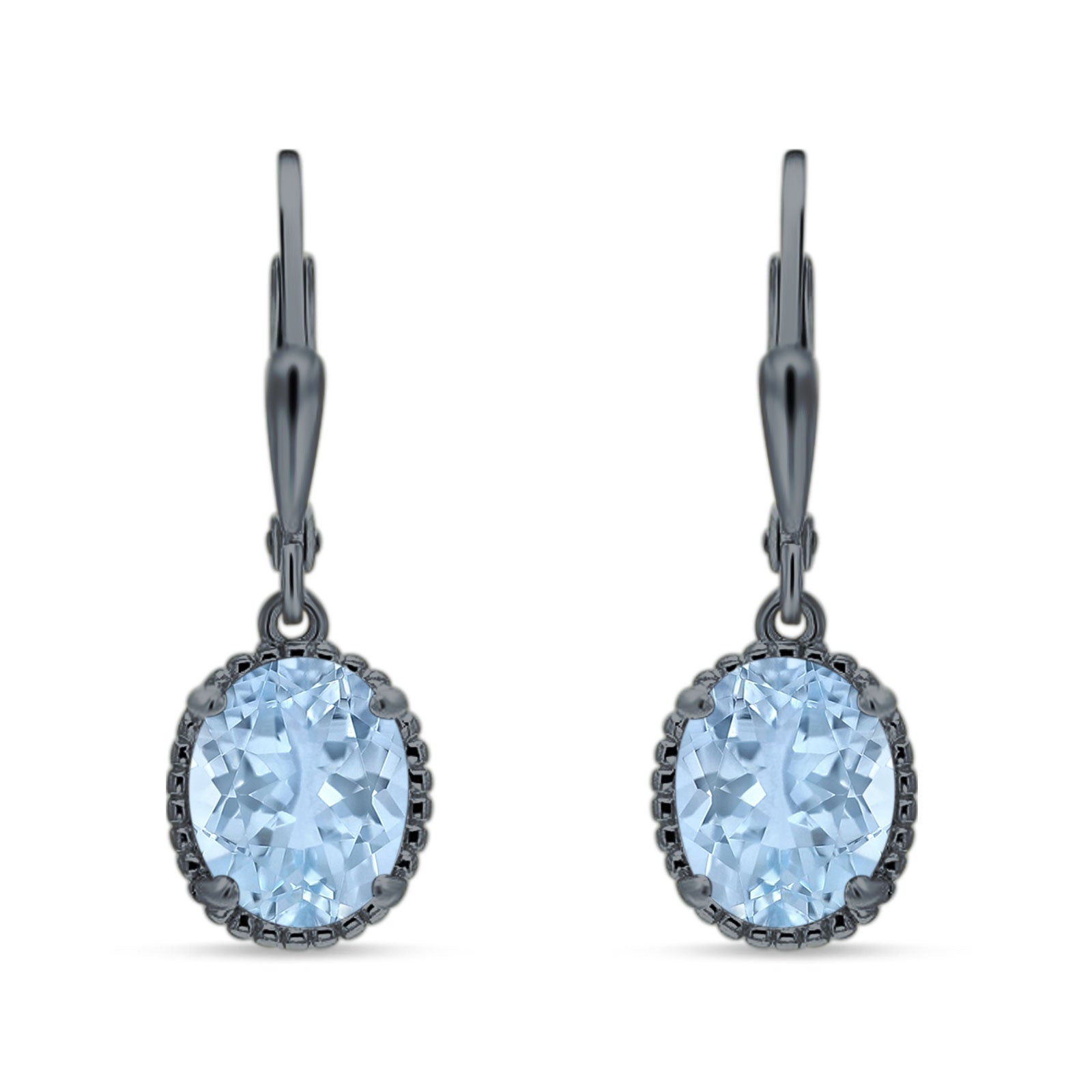 Oval Drop Dangle Leverback Earring Cubic Zirconia Solid 925 Sterling Silver