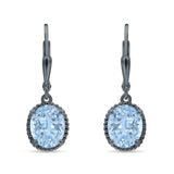 Oval Drop Dangle Leverback Earring Cubic Zirconia Solid 925 Sterling Silver