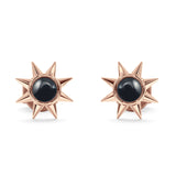 Minimalist Sun Black Onyx & Turquoise Stud Earring 925 Sterling Silver