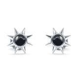Minimalist Sun Black Onyx & Turquoise Stud Earring 925 Sterling Silver