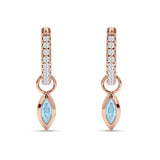 Marquise Drop Dangle Hoop Earring Cubic Zirconia 925 Sterling Silver