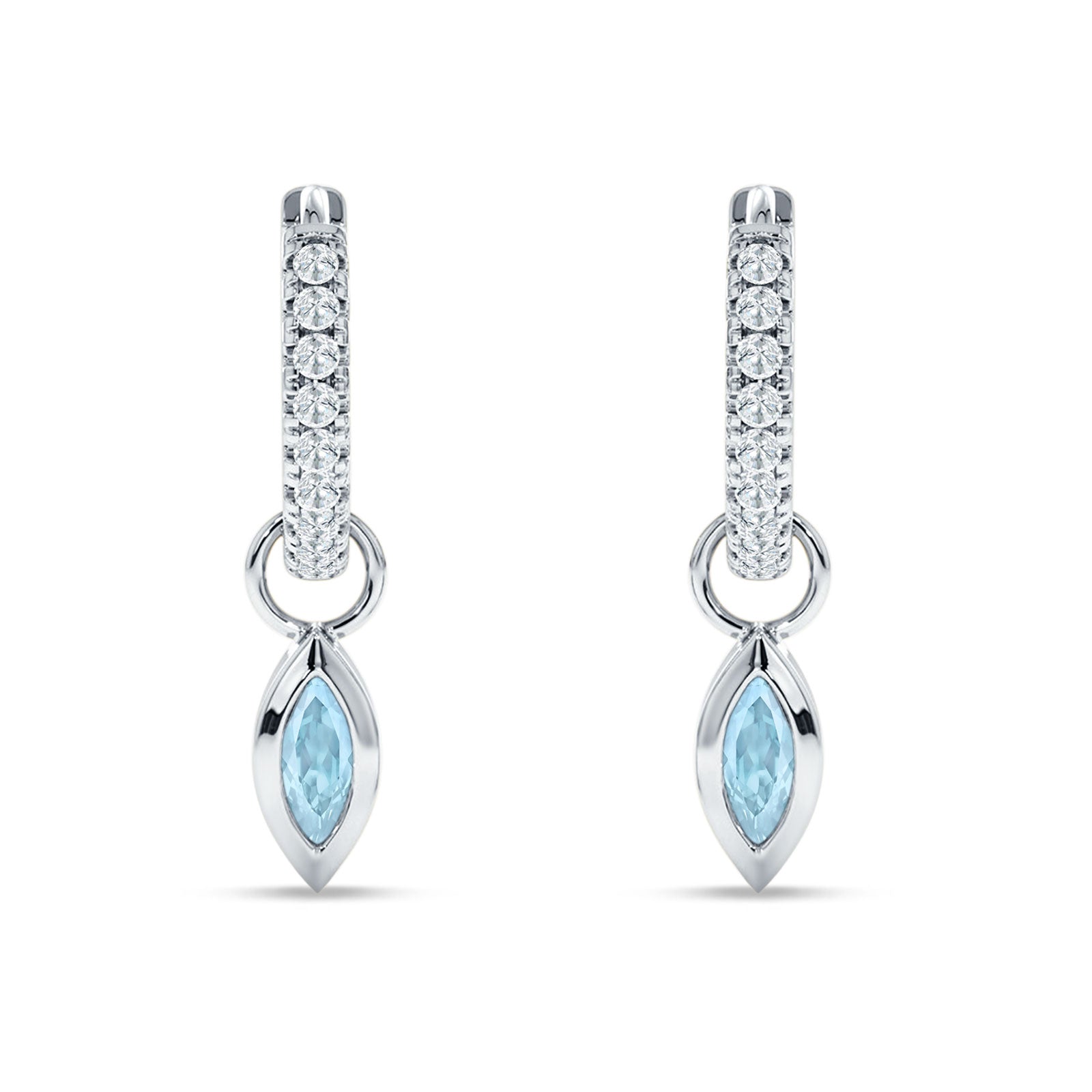 Marquise Drop Dangle Hoop Earring Cubic Zirconia 925 Sterling Silver