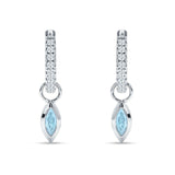 Marquise Drop Dangle Hoop Earring Cubic Zirconia 925 Sterling Silver