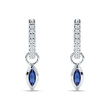 Marquise Drop Dangle Hoop Earring Cubic Zirconia 925 Sterling Silver