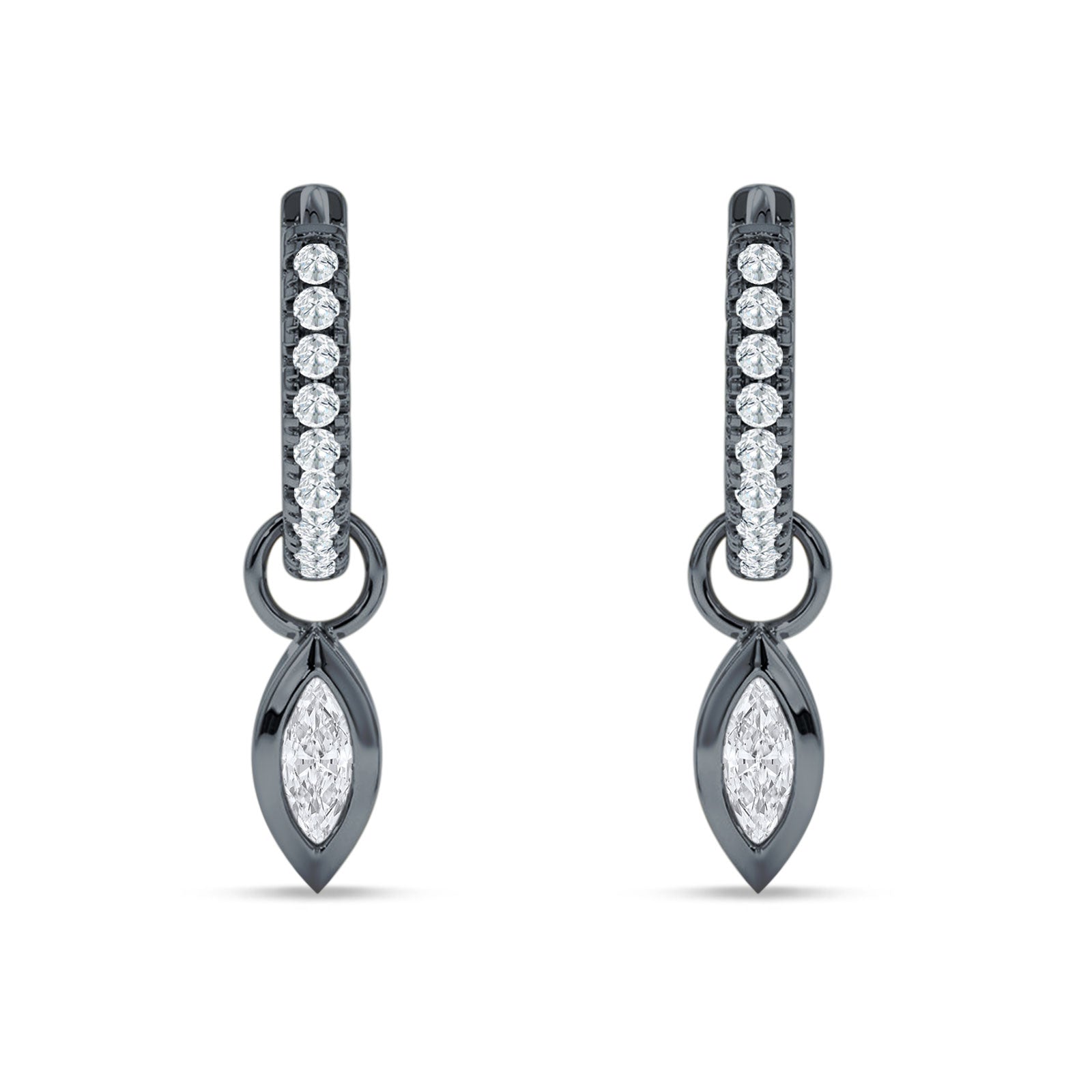 Marquise Drop Dangle Hoop Earring Cubic Zirconia 925 Sterling Silver