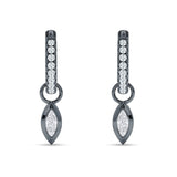 Marquise Drop Dangle Hoop Earring Cubic Zirconia 925 Sterling Silver