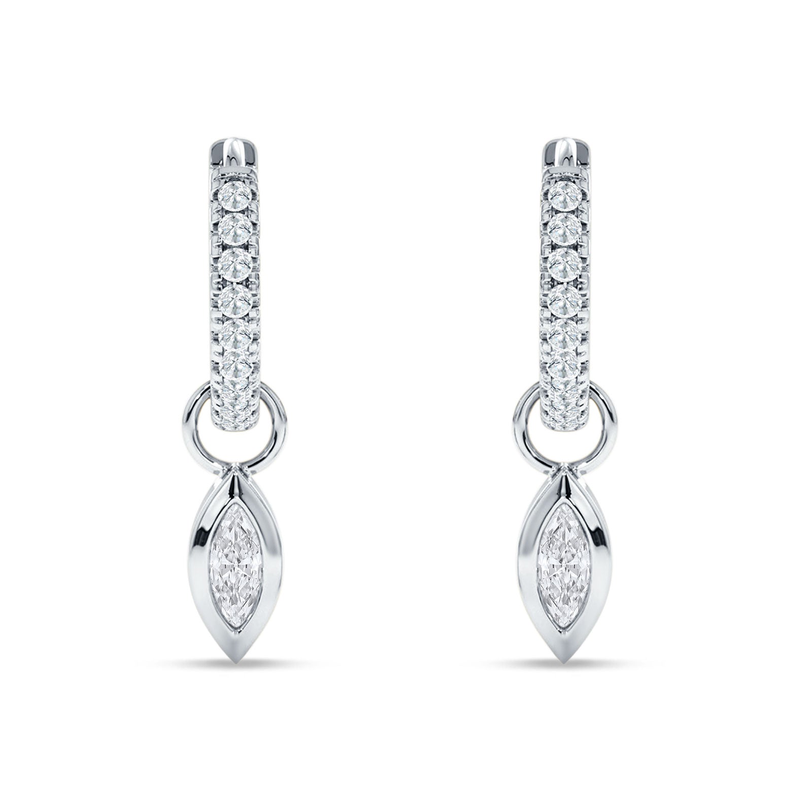 Marquise Drop Dangle Hoop Earring Cubic Zirconia 925 Sterling Silver