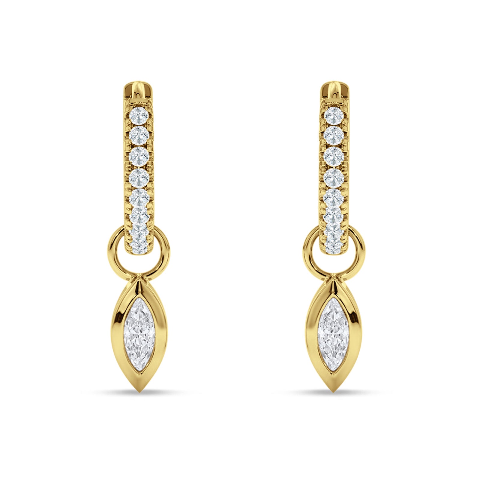 Marquise Drop Dangle Hoop Earring Cubic Zirconia 925 Sterling Silver