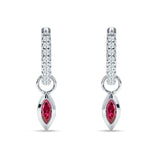 Marquise Drop Dangle Hoop Earring Cubic Zirconia 925 Sterling Silver