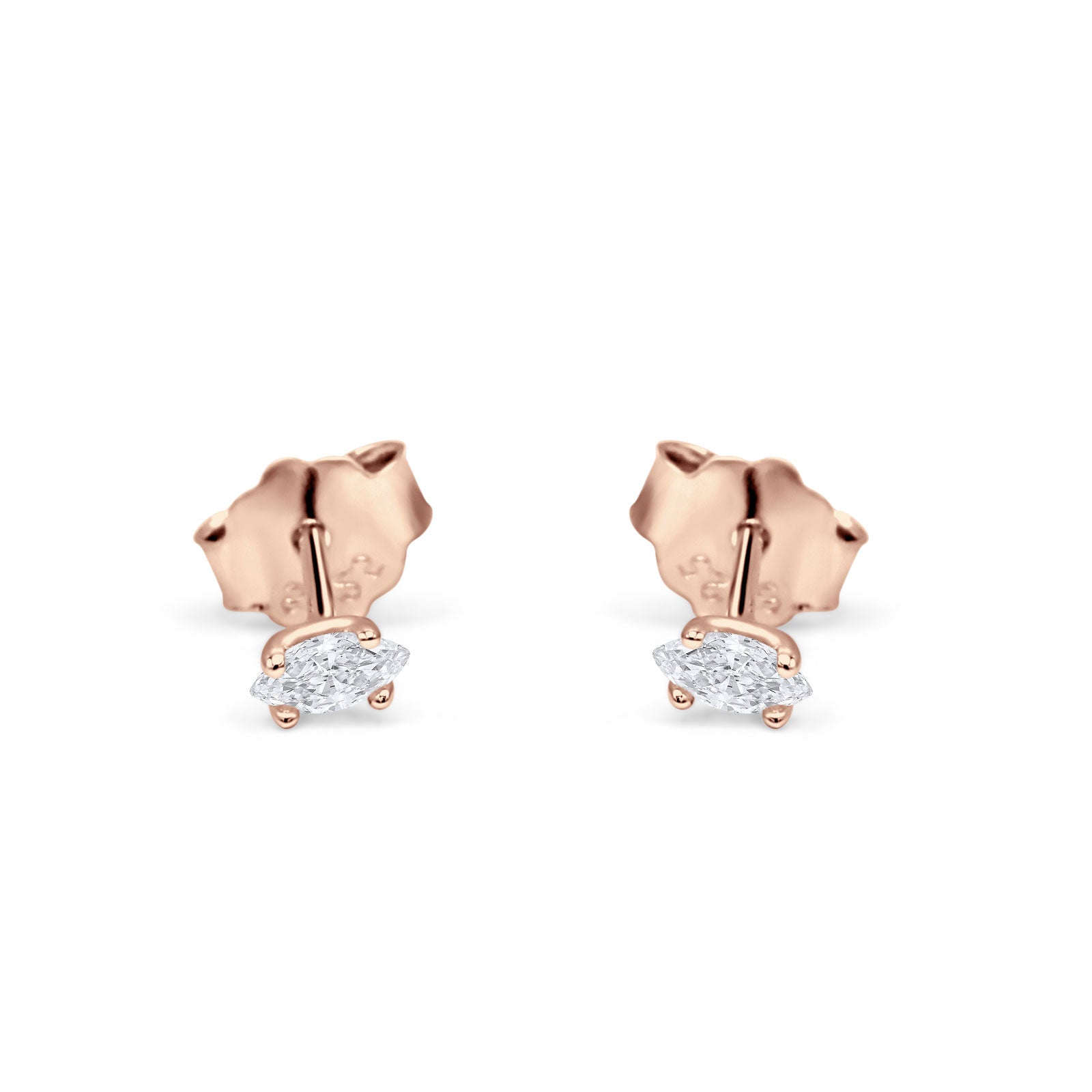 Marquise Cubic Zirconia Stud Earring Push Back 925 Sterling Silver