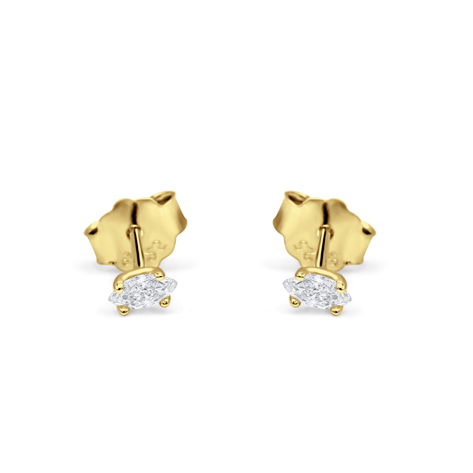 Marquise Cubic Zirconia Stud Earring Push Back 925 Sterling Silver