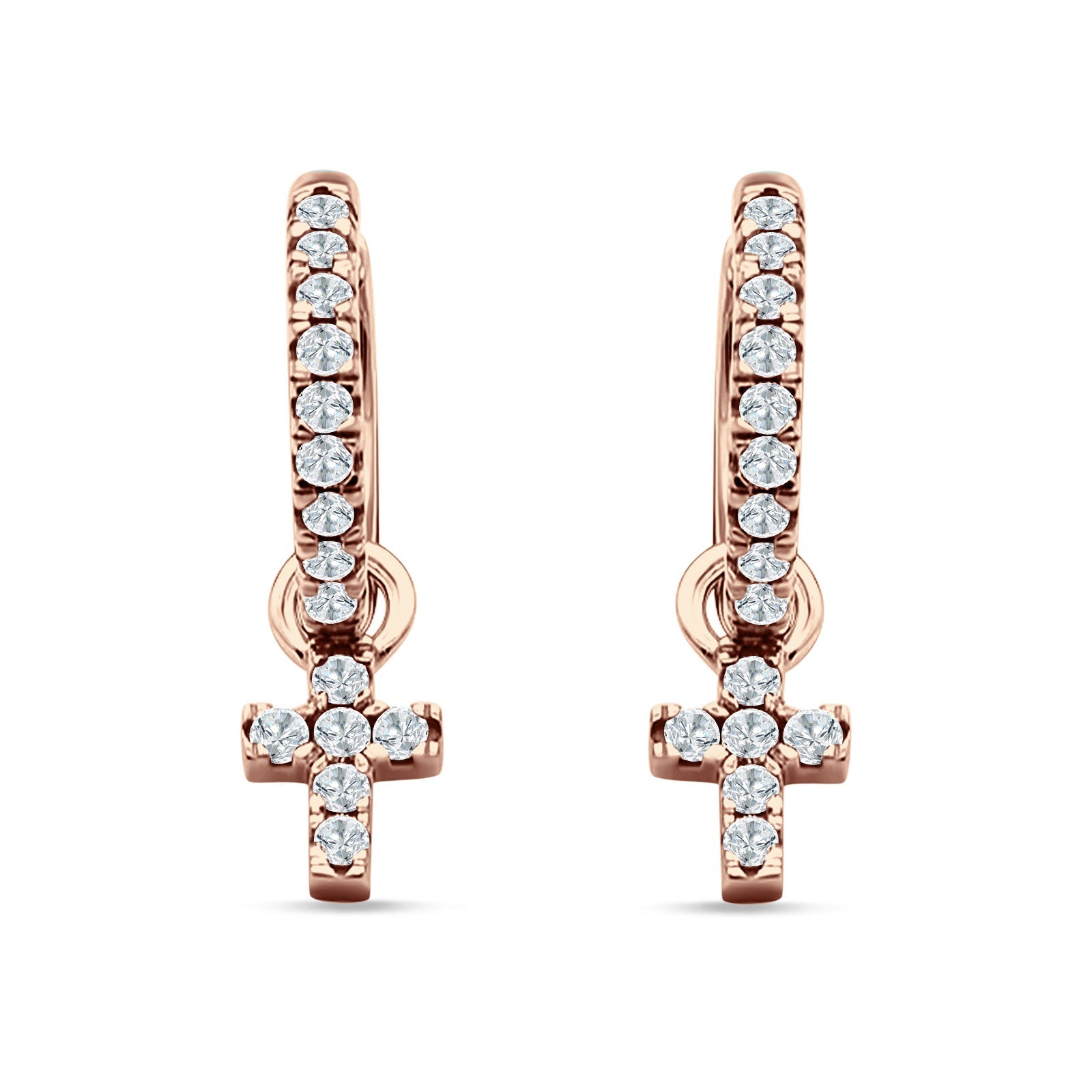 Cross Cluster Drop Dangle Earring Cubic Zirconia 925 Sterling Silver