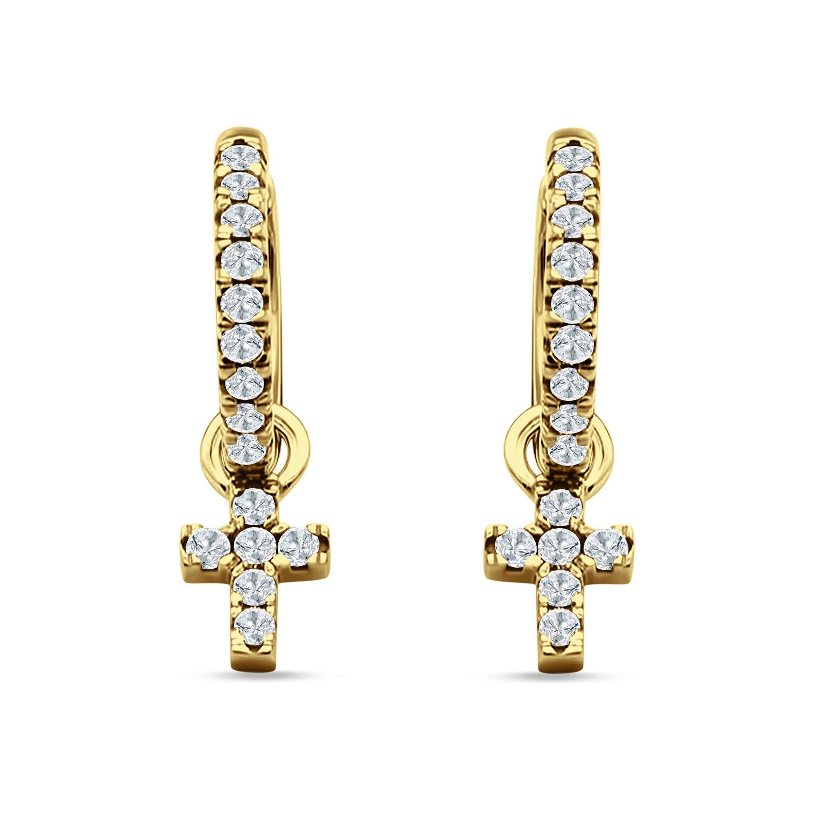 Cross Cluster Drop Dangle Earring Cubic Zirconia 925 Sterling Silver