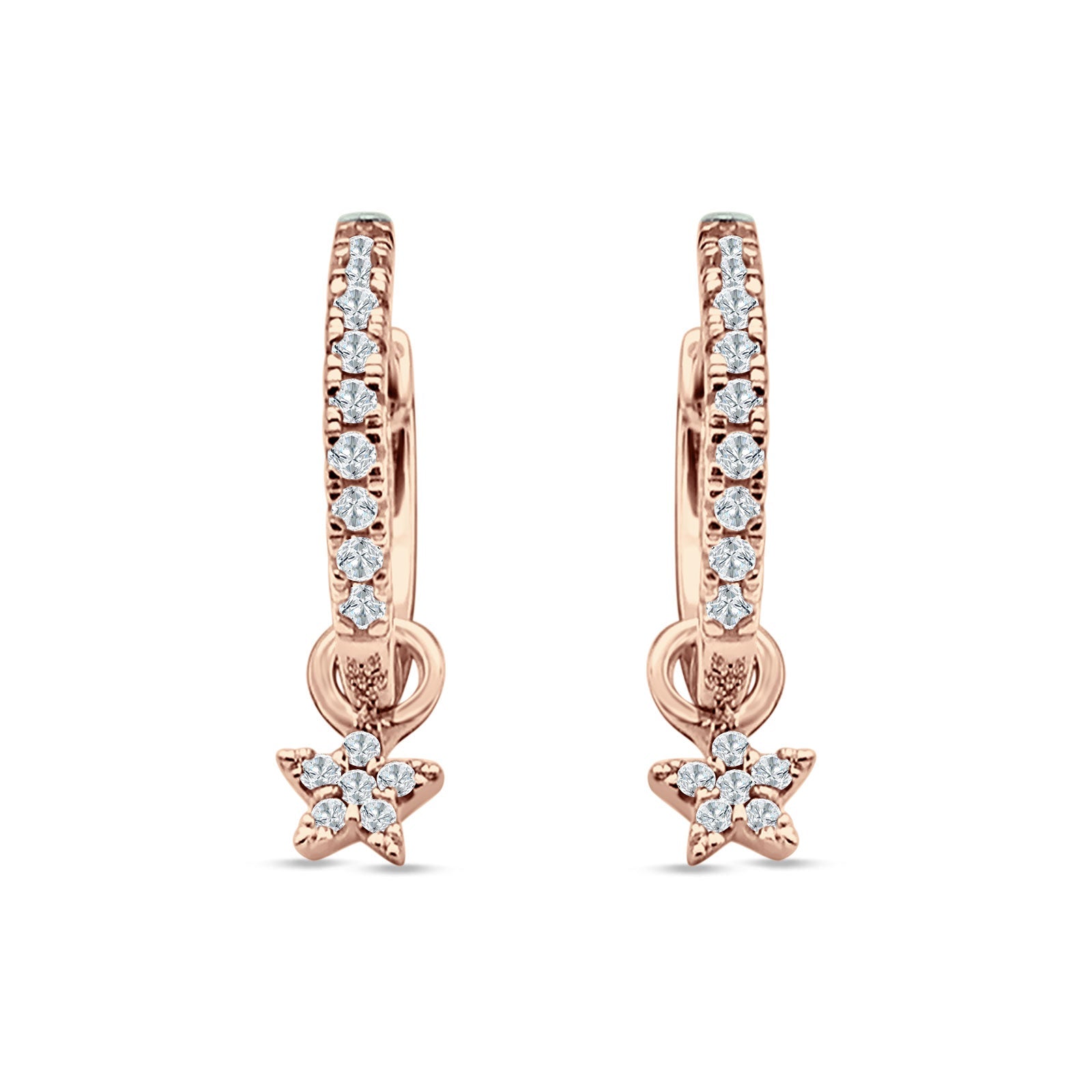 Star Cluster Charm Huggie Hoop Earring Cubic Zirconia 925 Sterling Silver