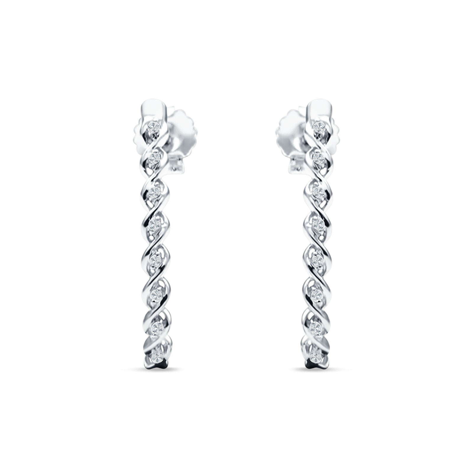 Infinity Half Hoop Earrings Stud Cubic Zirconia 925 Sterling Silver