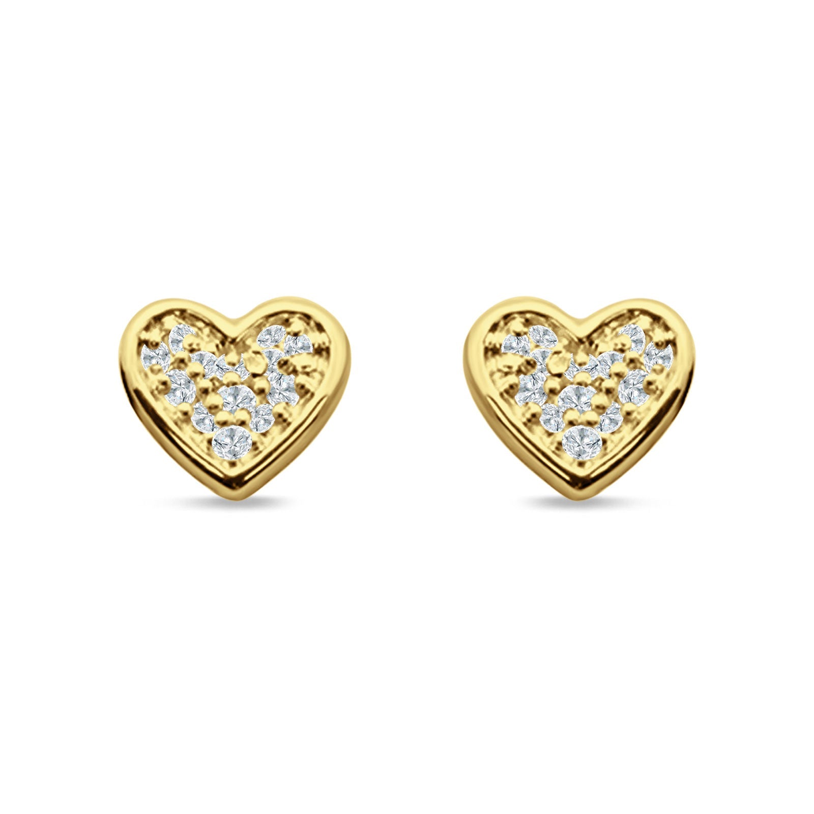Minimalist Heart Shaped Round Cubic Zirconia Stud Earring 925 Sterling Silver