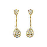 Pear Teardrop Cluster Oblong Stud Earring Cubic Zirconia 925 Sterling silver