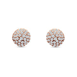 Round Halo Cluster Ball Stud Earring Cubic Zirconia 925 Sterling Silver