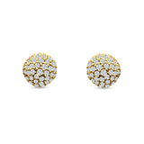 Round Halo Cluster Ball Stud Earring Cubic Zirconia 925 Sterling Silver