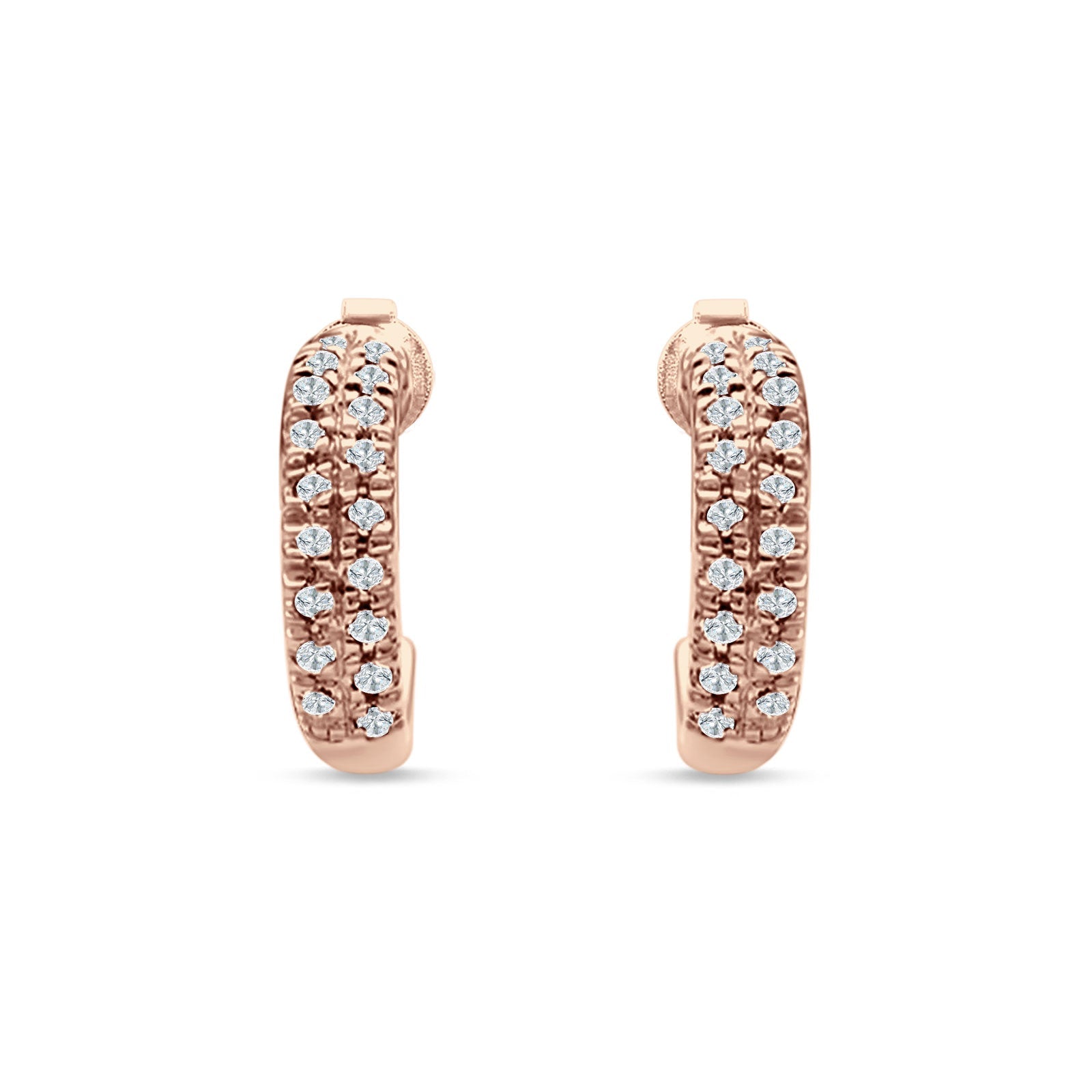 Half Hoop Stud Earring Cubic Zirconia 925 Sterling Silver