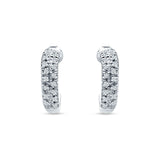 Half Hoop Stud Earring Cubic Zirconia 925 Sterling Silver