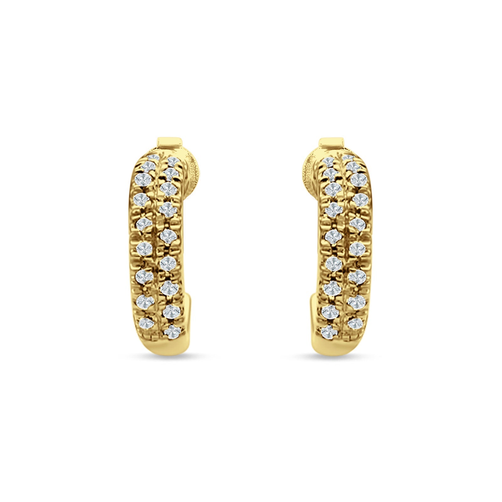 Half Hoop Stud Earring Cubic Zirconia 925 Sterling Silver