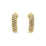 Half Hoop Stud Earring Cubic Zirconia 925 Sterling Silver