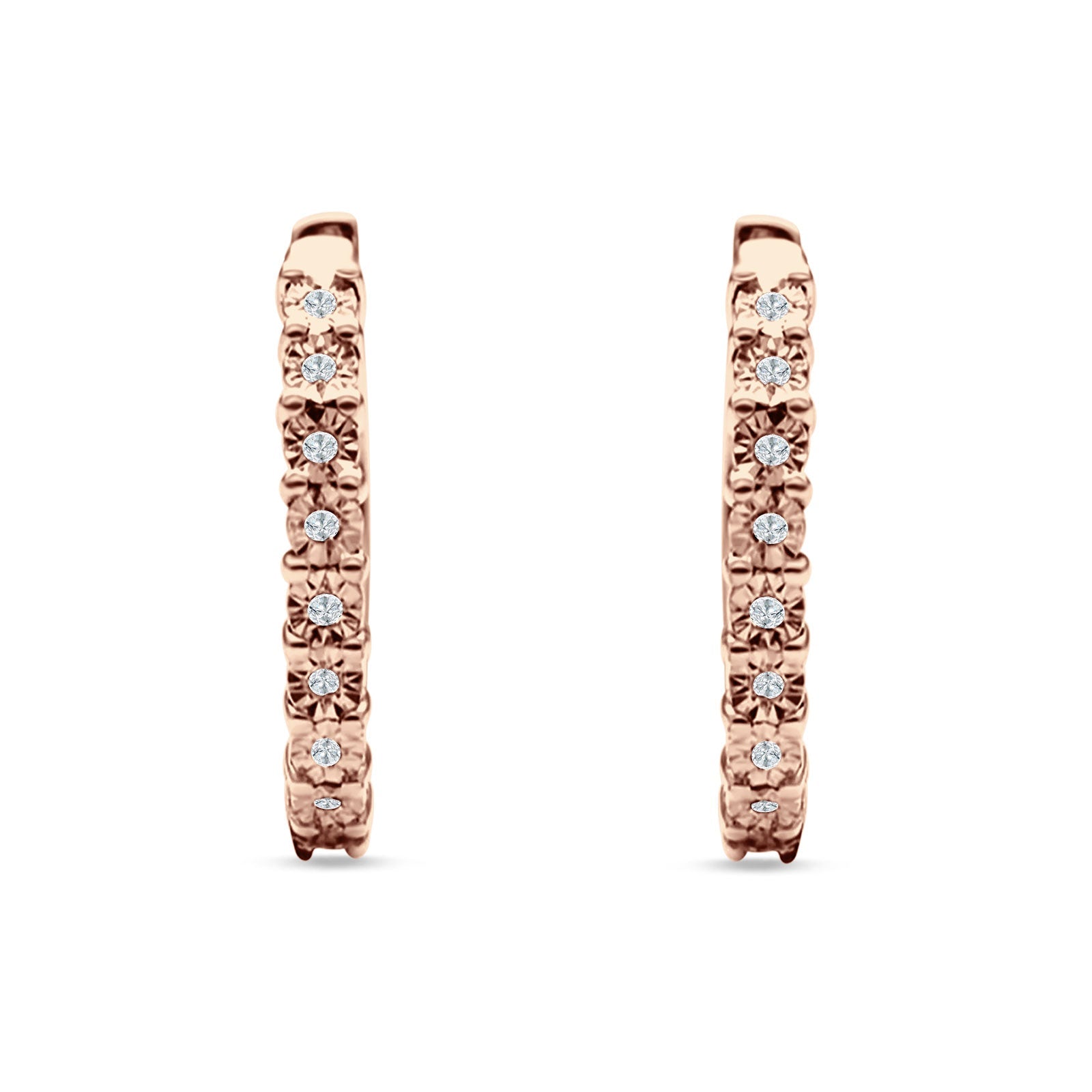 Round Engraved Flower Huggie Hoop Earring Cubic Zirconia 925 Sterling Silver