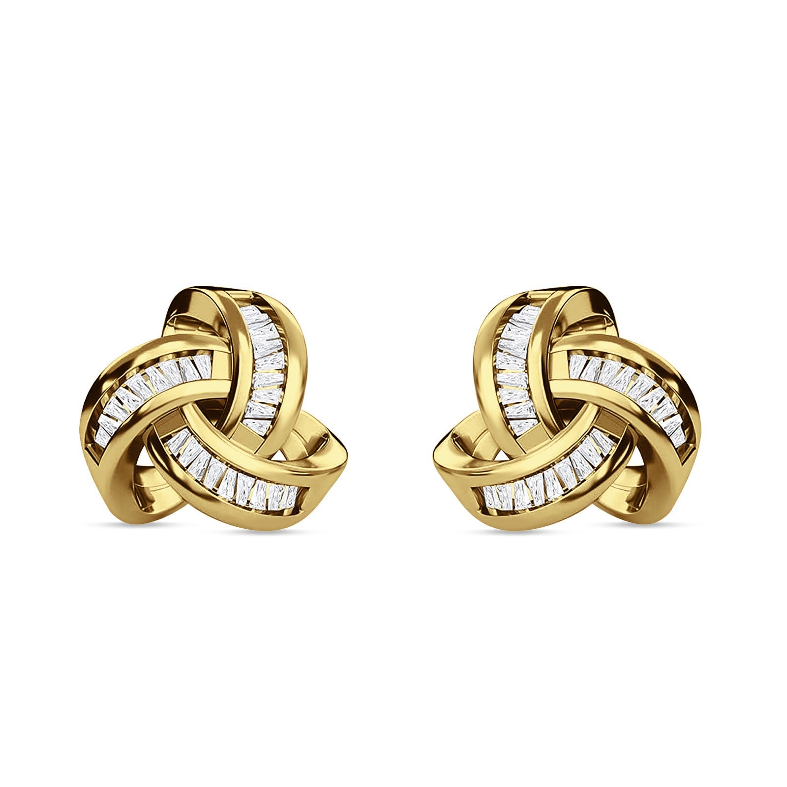 Trinity Love Knot  Baguette Stud Earring Cubic Zirconia 925 Sterling Silver