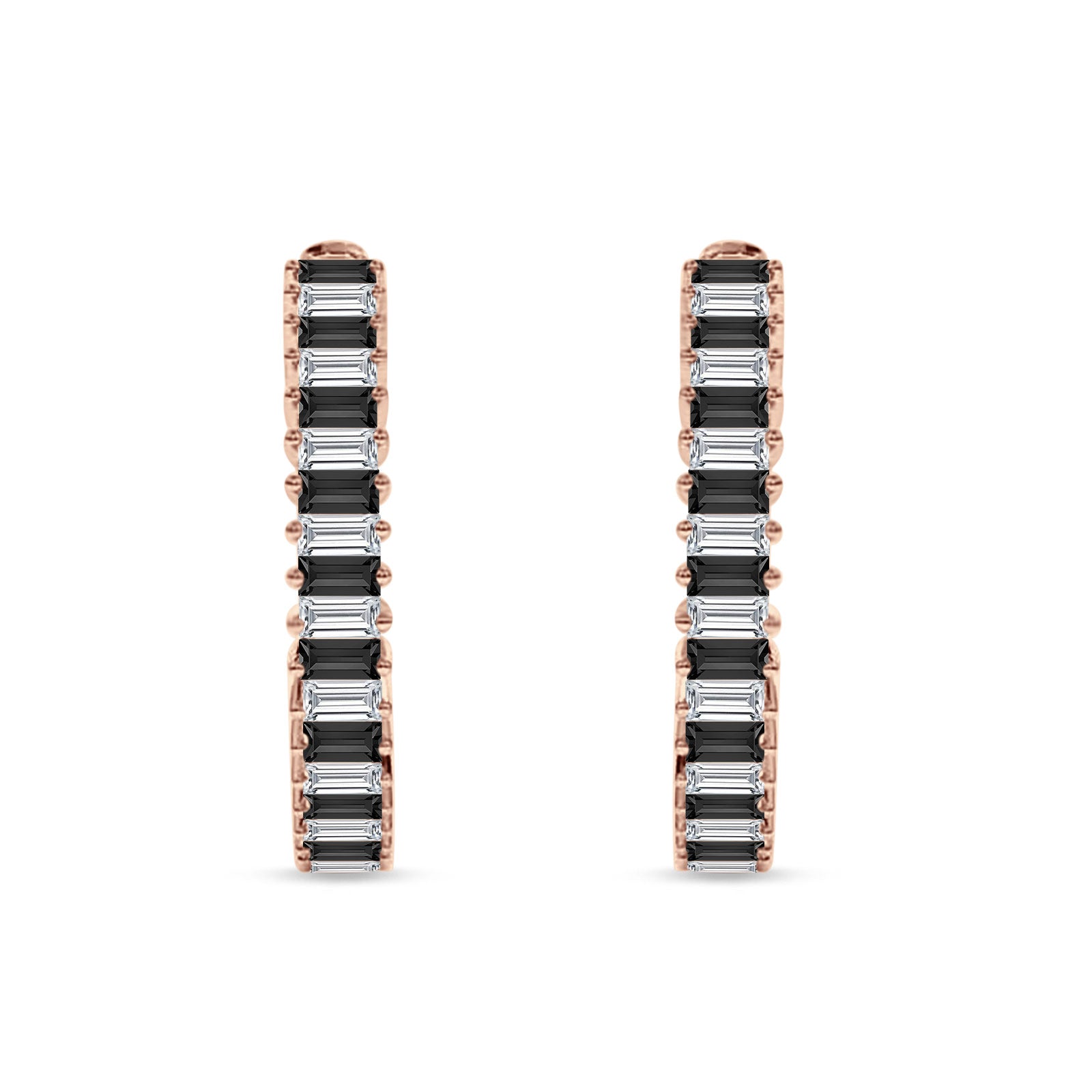 Baguette Cubic Zirconia Half Eternity Huggie Hoop Earring 925 Sterling Silver