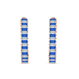 Baguette Cubic Zirconia Half Eternity Huggie Hoop Earring 925 Sterling Silver