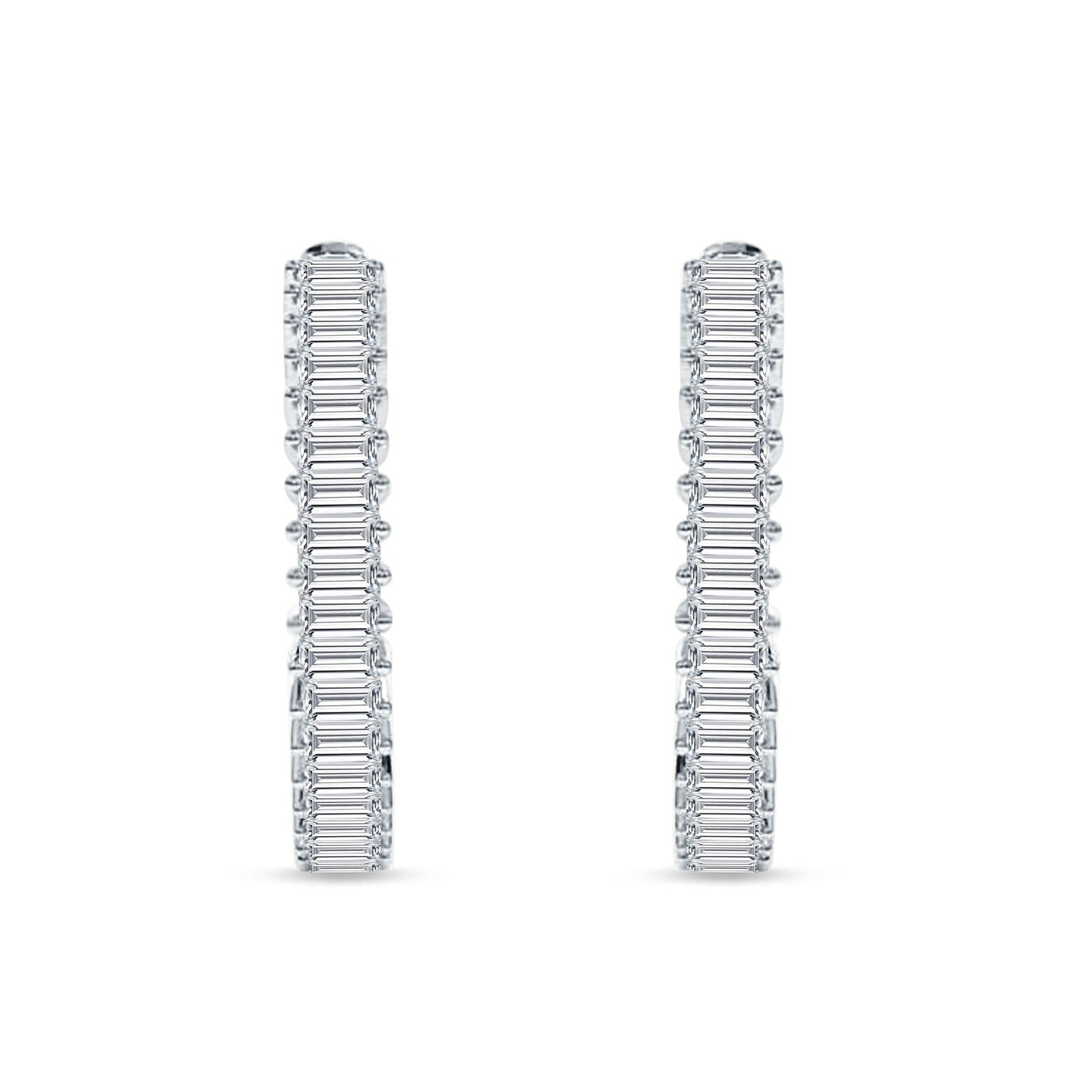 Baguette Cubic Zirconia Half Eternity Huggie Hoop Earring 925 Sterling Silver