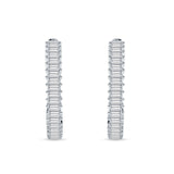 Baguette Cubic Zirconia Half Eternity Huggie Hoop Earring 925 Sterling Silver