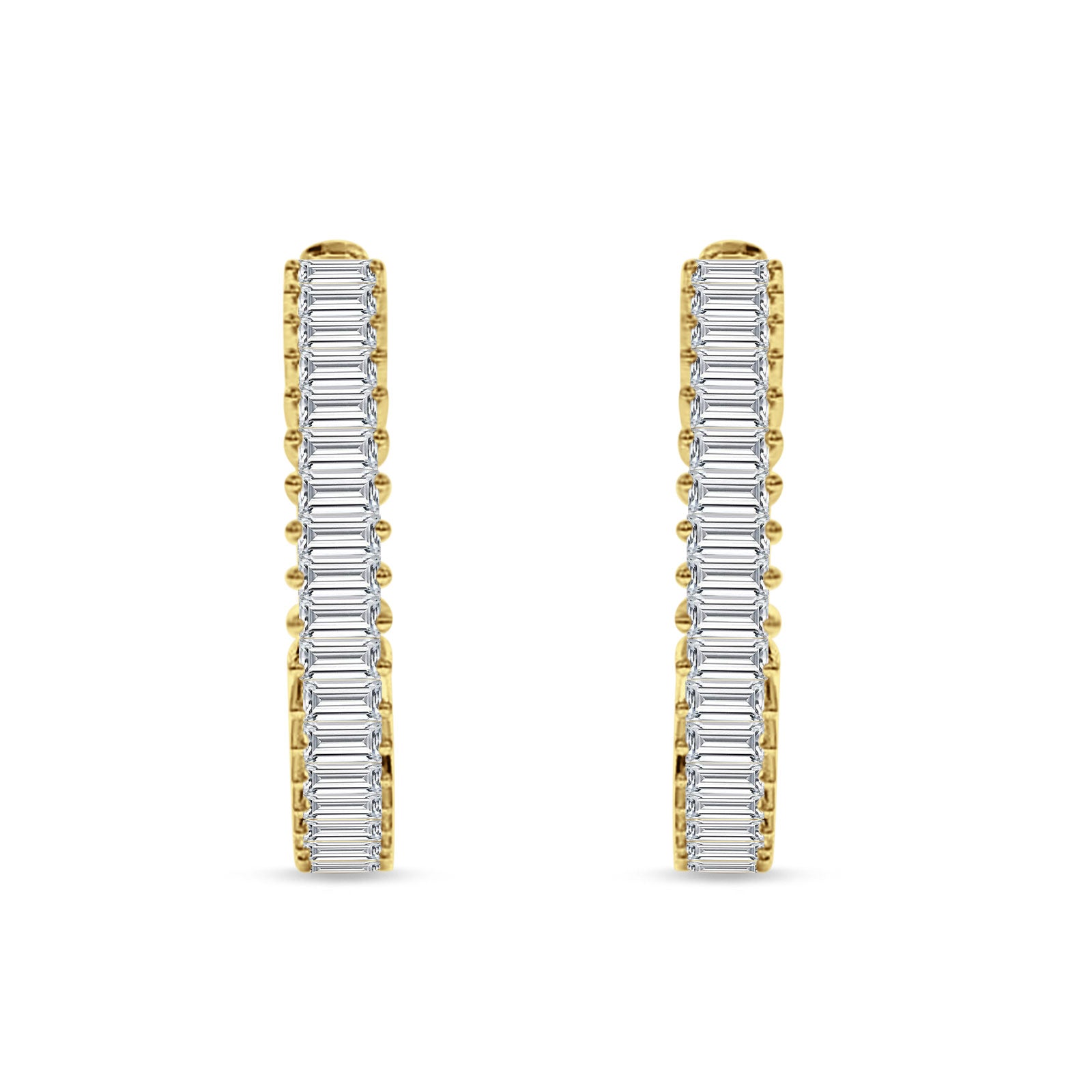 Baguette Cubic Zirconia Half Eternity Huggie Hoop Earring 925 Sterling Silver