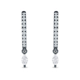 Marquise Charm Huggie Hoop Earring Cubic Zirconia 925 Sterling Silver