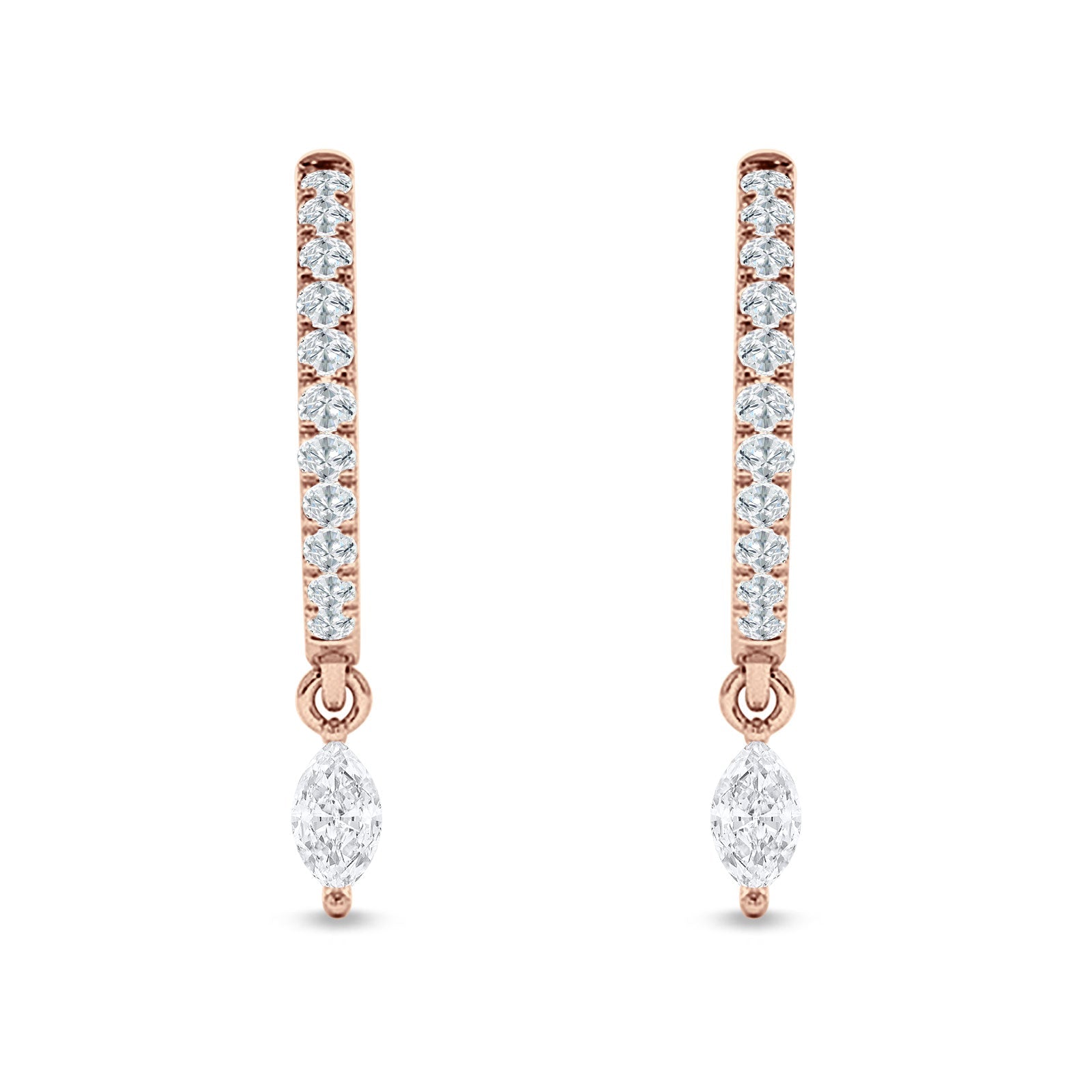 Marquise Charm Huggie Hoop Earring Cubic Zirconia 925 Sterling Silver