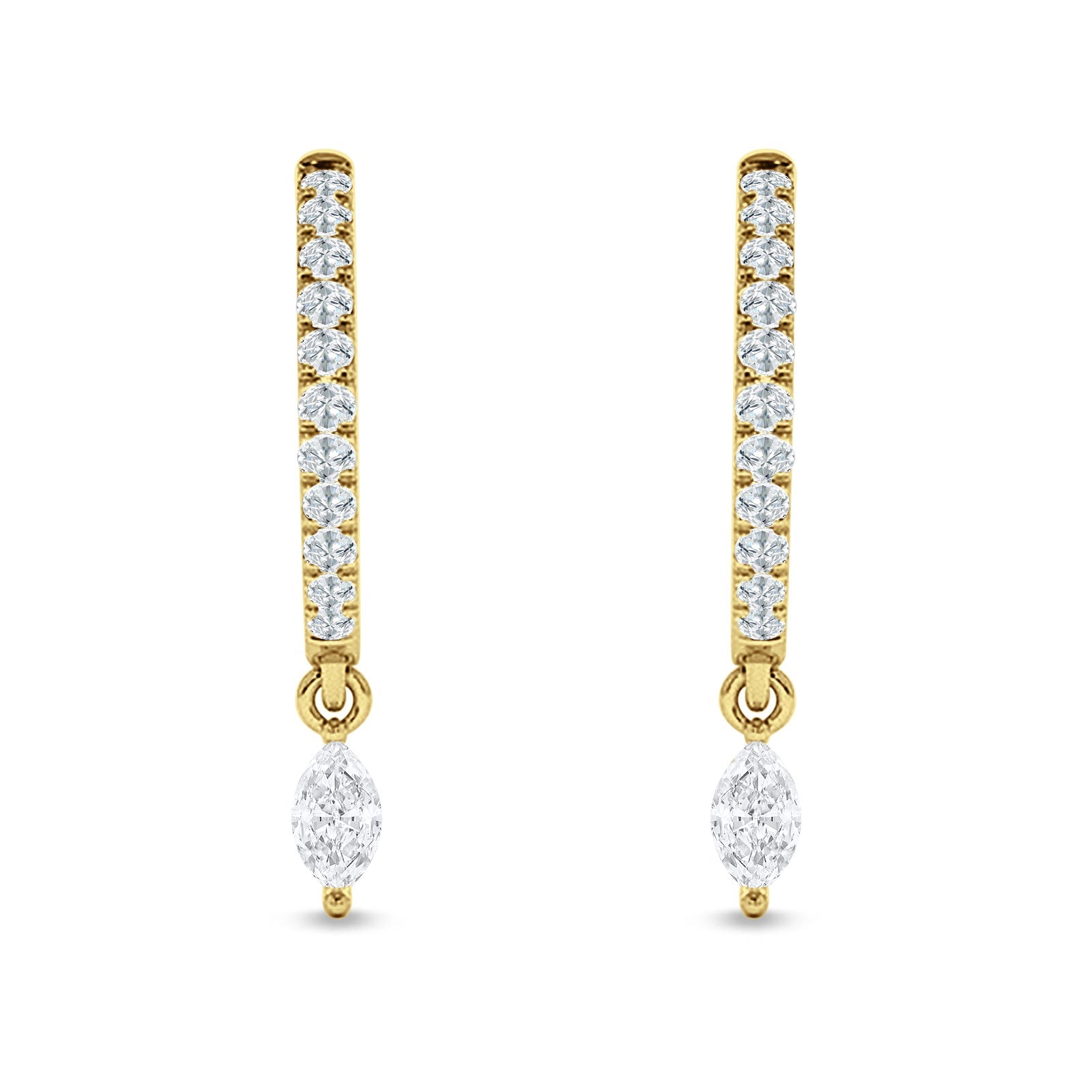 Marquise Charm Huggie Hoop Earring Cubic Zirconia 925 Sterling Silver