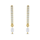 Marquise Charm Huggie Hoop Earring Cubic Zirconia 925 Sterling Silver
