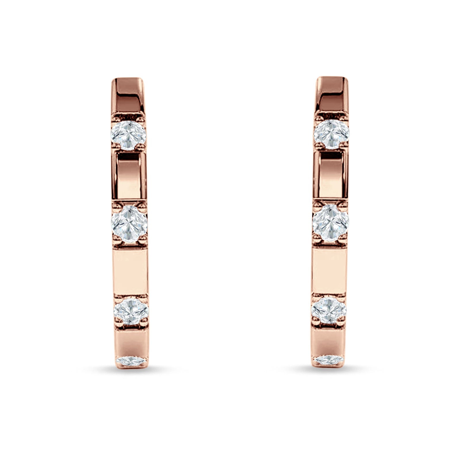 Round Cubic Zirconia Frosty Huggie Hoop Earring 925 Sterling Silver