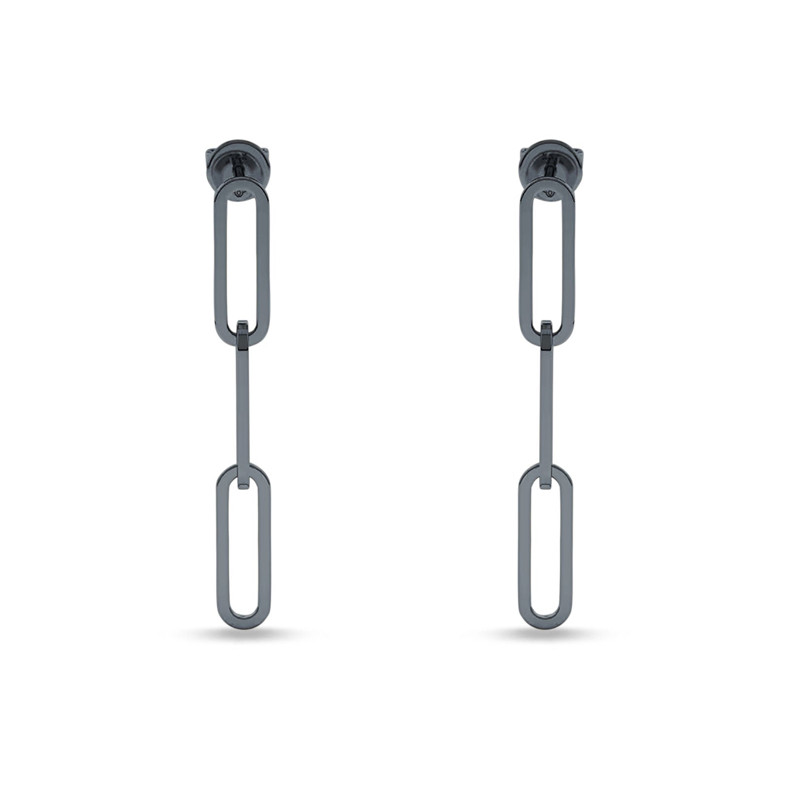 Paperclip Link Chain Interlocking Oblong Stud Earring 925 Sterling Silver