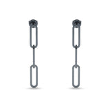 Paperclip Link Chain Interlocking Oblong Stud Earring 925 Sterling Silver
