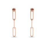 Paperclip Link Chain Interlocking Oblong Stud Earring 925 Sterling Silver